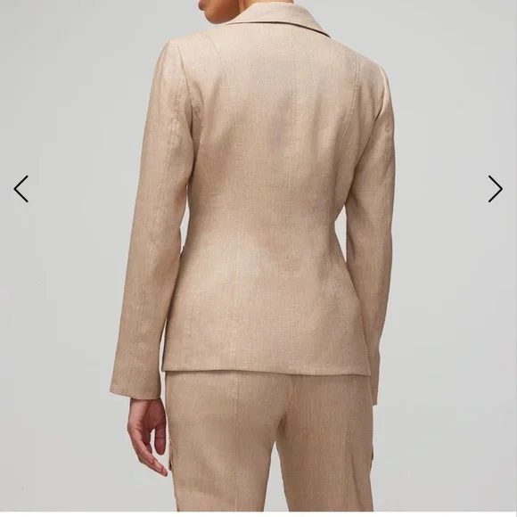 NWT WHBM Linen Blend Utility Trousers. Color: Sahara Twill. Size 6P. - Picture 2 of 11